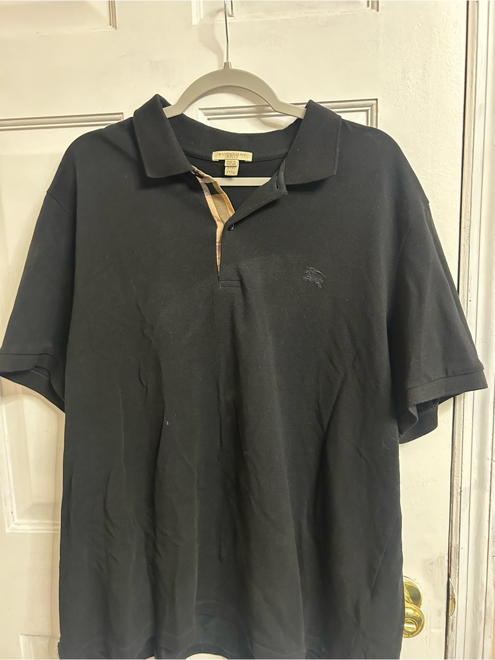 Burberry Black Polo with Signature Check Placket
